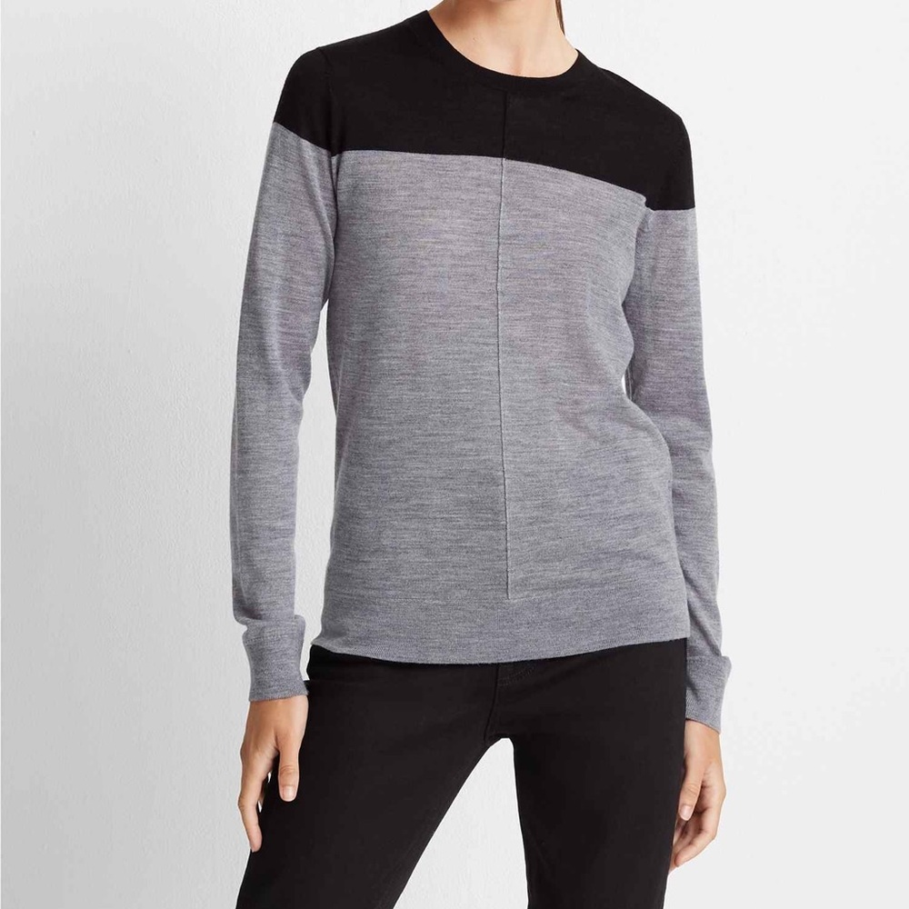 Gray and black merino wool sweater